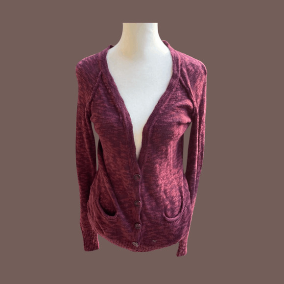 Mudd Maroon Knit Cardigan | Button Front | Size S | Vintage Y2K - Picture 1 of 4